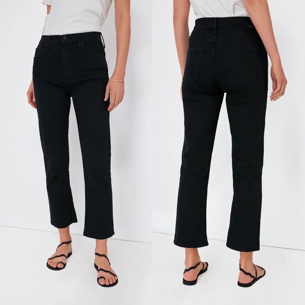 MOTHER High Waisted Rider Ankle Straight Leg Jeans- Not Guilty (Black) | Size 25